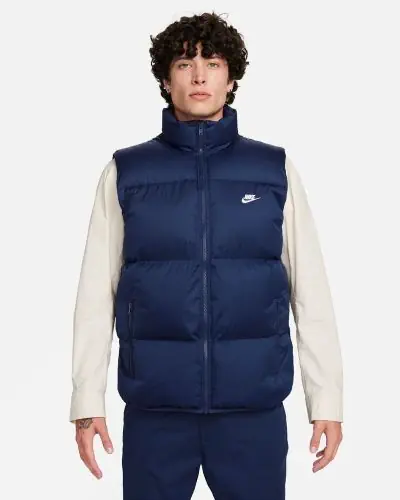 Men s Nike Club Therma FIT Puffer Navy Blue Sleeveless Jacket EKINSPORT