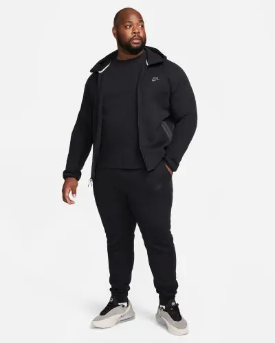 Felpa con cappuccio Nike Tech Fleece Windrunner nera da uomo con zip EKINSPORT