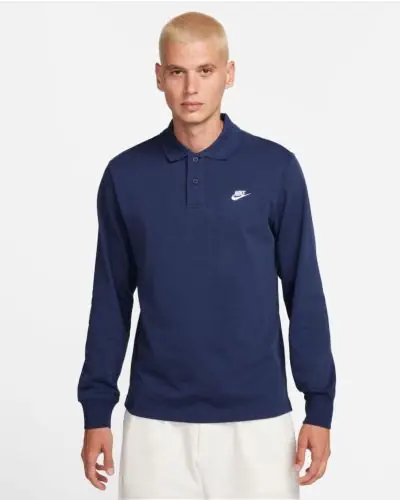Men s Nike Club Navy Long Sleeve Polo EKINSPORT