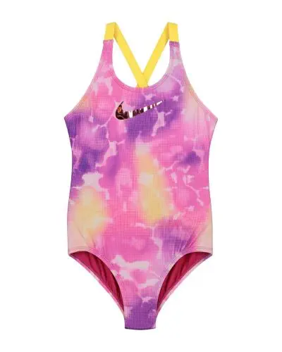 Nike Girl s Rainbow Cloud Dye Crossback Swimsuit NESSB723 555 Purple EKINSPORT