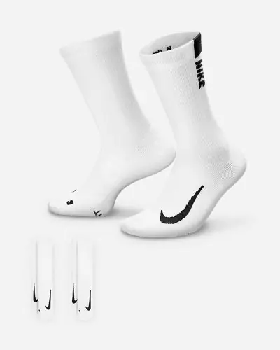 Lot de 2 paires de chaussettes de running Nike Multiplier Blanc EKINSPORT
