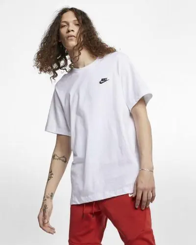 Men s Nike Sportswear Club 100 cotton T Shirt AR4997 101 White Black EKINSPORT