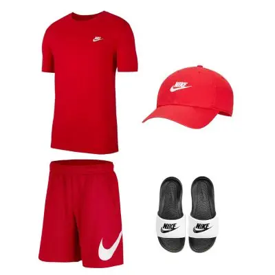 Kit Nike Sportswear for Men. T shirt Shorts Cap Slippers EKINSPORT