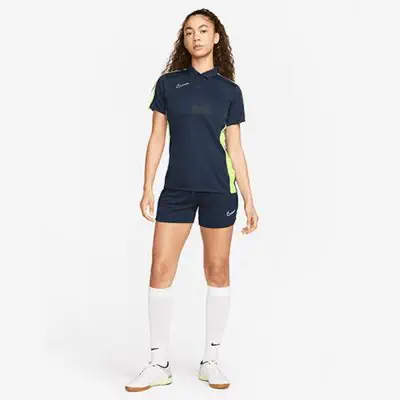 Polo Nike Dri Fit Academy 23 DR1348 452 Azul Marino y Amarillo Fluorescente para Mujer EKINSPORT