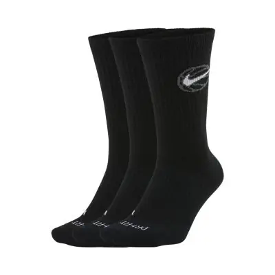 Lot de 3 paires de chaussettes de basket Nike Everyday Crew Noires DA2123-010