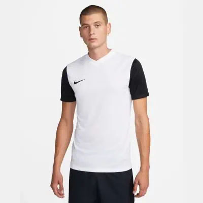 Maillot Nike Dri FIT Tiempo Premier II pour Homme DH8035 100 Blanc Noir EKINSPORT
