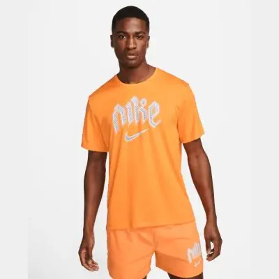 Men s Nike Miler Orange White T Shirt EKINSPORT