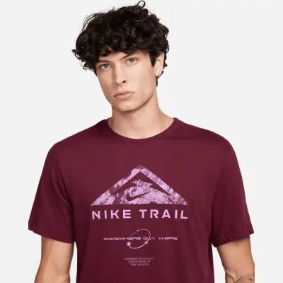 Men's Nike Dri-Fit Trail Running Bordeaux T-Shirt | EKINSPORT