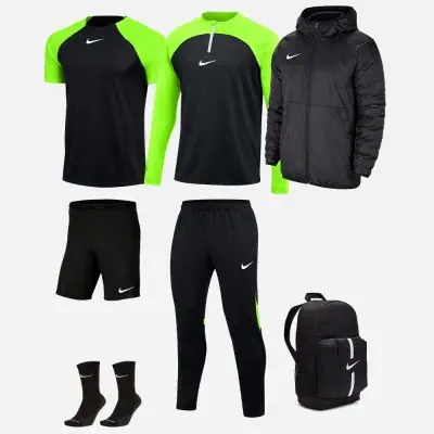 Ensemble Nike enfant Pack 7 pièces Maillot Academy Pro Short Park III Chaussettes SQuad Haut 1/4 zip Academy Pro Pantalon de survêtement Academy Pro Veste doublée Team Fall Sac à dos Academy Team DH9279 BV6865 SK0030 DH9280 DH9325 CW6159 DA2571