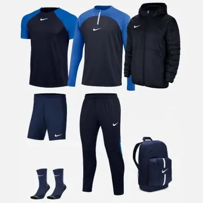 Ensemble Nike enfant Pack 7 pièces Maillot Academy Pro Short Park III Chaussettes SQuad Haut 1/4 zip Academy Pro Pantalon de survêtement Academy Pro Veste doublée Team Fall Sac à dos Academy Team DH9279 BV6865 SK0030 DH9280 DH9325 CW6159 DA2571