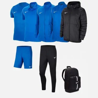 Ensemble Nike enfant Pack 8 pièces Maillot Park 20 Short Park III Polo Academy Pro Coupe-vent Park 20 Veste Park 20 Pantalon de survêtement Park 20 Veste doublée Team Fall Sac à dos Academy Team BV6905 BV6903 BV6865 BV6904 BV6906 BV6902 CW6159 DA2571