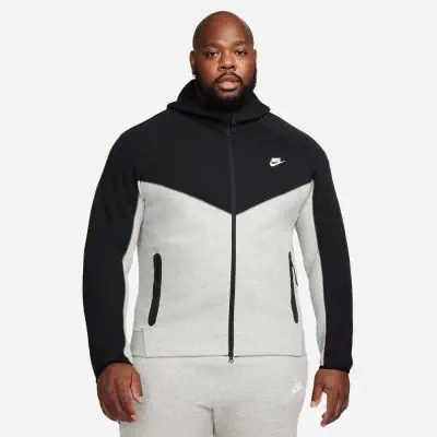 Sudadera con capucha y cremallera Nike Tech Fleece Windrunner Gris y Negra Hombre EKINSPORT