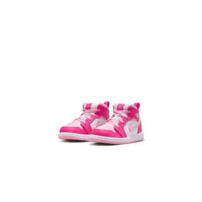 Jordan 1 Mid White and Pink Children s Shoes EKINSPORT