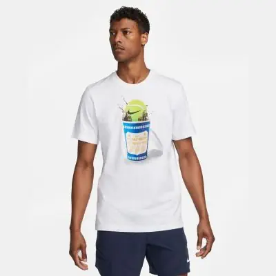 Men s NikeCourt White Tennis T Shirt EKINSPORT