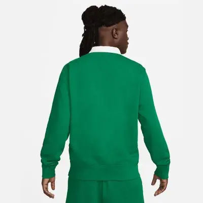 Men's Nike Club Fleece green long-sleeve polo shirt | EKINSPORT