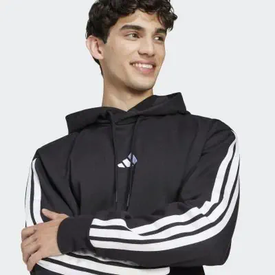 Felpa con cappuccio adidas Essentials bianca e nera da uomo