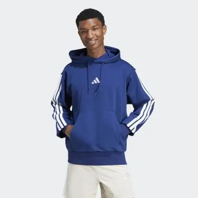 Sweat à capuche adidas Essentials Bleu Marine Blanc pour Homme - Main Image