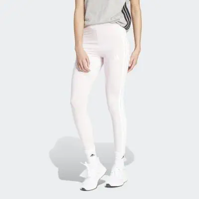 adidas Women's Pink White Cotton 3-Stripes Essentials Legging