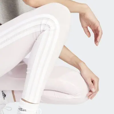 adidas Women's Pink White Cotton 3-Stripes Essentials Legging