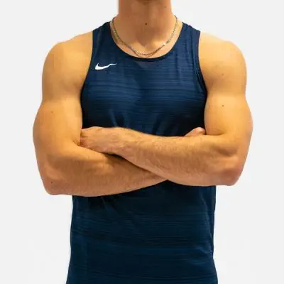 NT0300-451 Débardeur de running Nike Stock Dry Miler Bleu Marine pour Homme