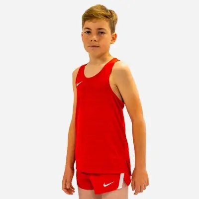 NT0302-657 Débardeur de running Nike Stock Dry Miler Rouge pour Enfant