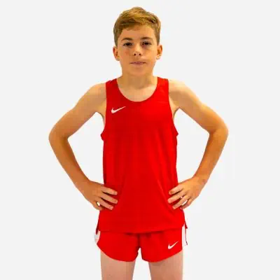 NT0302-657 Débardeur de running Nike Stock Dry Miler Rouge pour Enfant