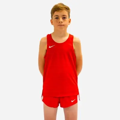 NT0302-657 Débardeur de running Nike Stock Dry Miler Rouge pour Enfant