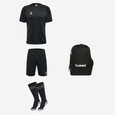 pack hummel essential 4 pièces maillot short chaussette de football sac
