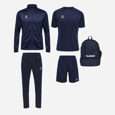 pack hummel essential 5 pièces maillot short veste de survêtement pantalon de survêtement sac à dos