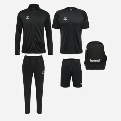 pack hummel essential 5 pièces maillot short veste de survêtement pantalon de survêtement sac à dos