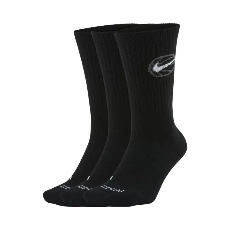 Lot de 3 paires de chaussettes de basket Nike Everyday Crew Noires DA2123-010 Lot de 3 paires de chaussettes de basket Nike Everyday Crew Noires DA2123-010