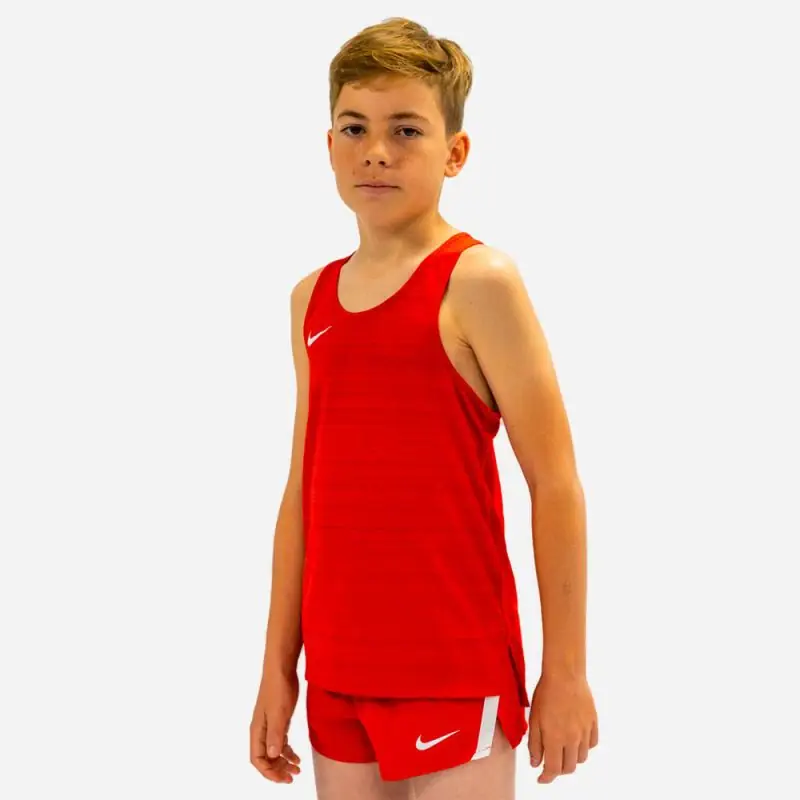 NT0302-657 Débardeur de running Nike Stock Dry Miler Rouge pour Enfant