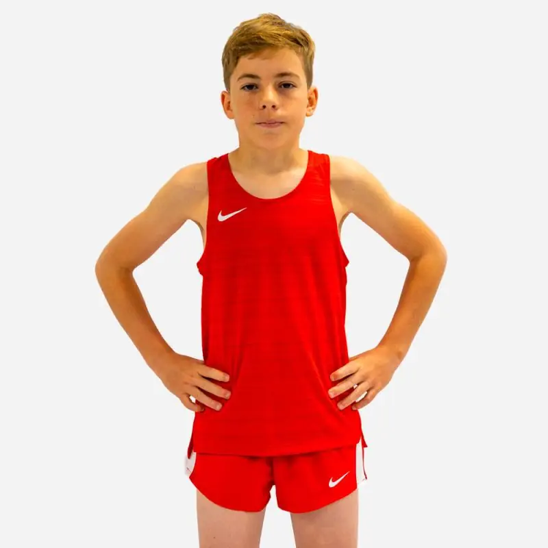 NT0302-657 Débardeur de running Nike Stock Dry Miler Rouge pour Enfant